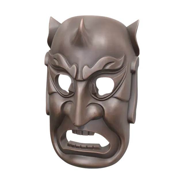 Realistic Kabuki Mask 3D model, vytvořený pomocí AI