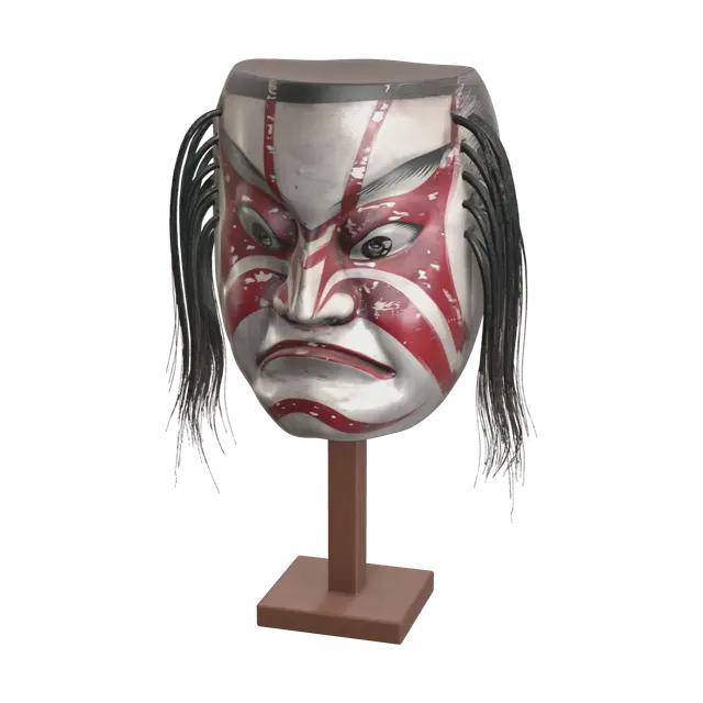 Stylized Kabuki Mask 3D model, vytvořený pomocí AI