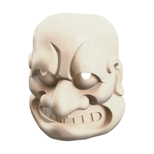 Weathered Kabuki Mask 3D model, vytvořený pomocí AI