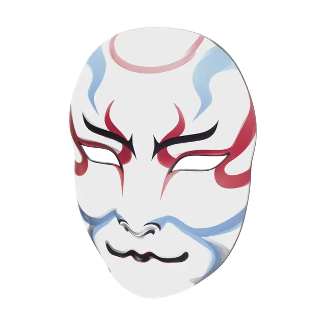 Realistic Kabuki Mask 3D model, vytvořený pomocí AI