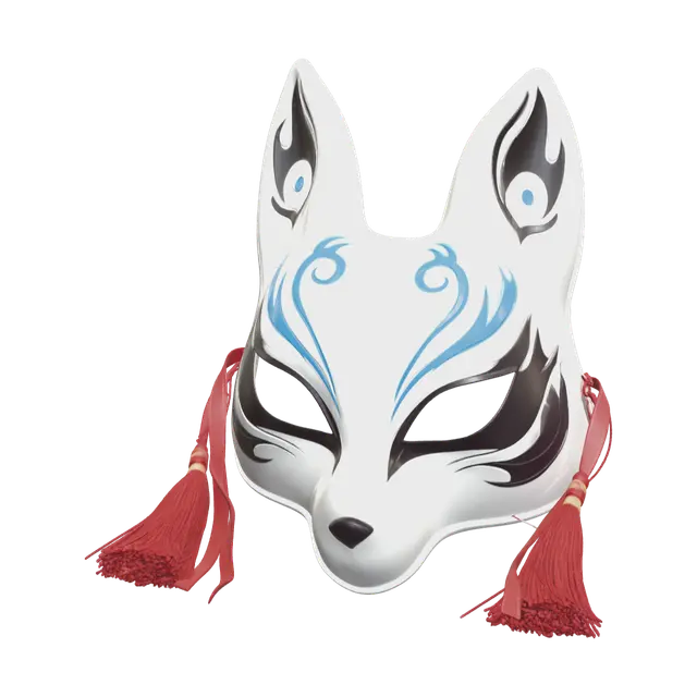Stylized Kabuki Mask 3D model, vytvořený pomocí AI