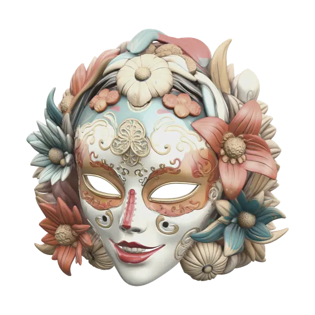 Modern Kabuki Mask 3D model, vytvořený pomocí AI