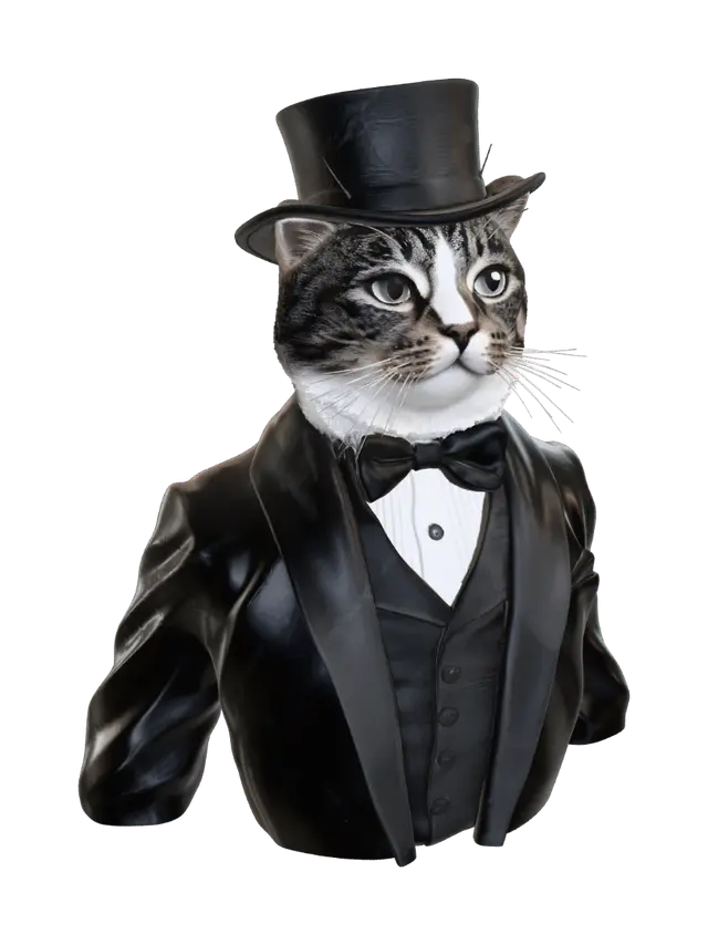 Dapper Cat 3D model, vytvořený pomocí AI