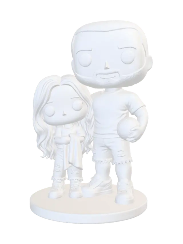 Father Daughter Figure Fixed Arm 3D model, vytvořený pomocí AI