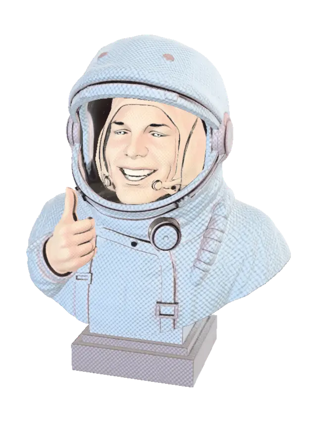 Cosmonaut Easter Cheer 3D model, vytvořený pomocí AI