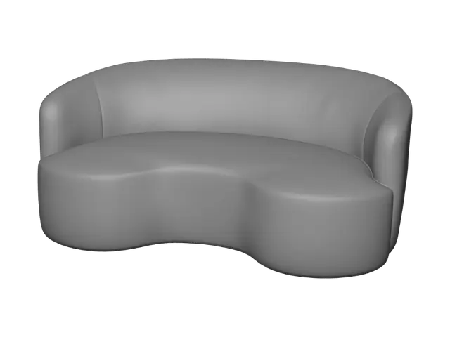 3D model for Cream Bouclé Curve Sofa