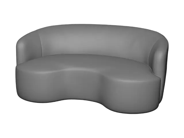 3D model for Cream Bouclé Curve Sofa