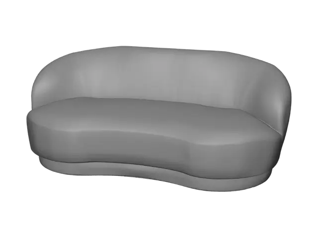 3D model for Beige Curved Upholstered Ottoman
