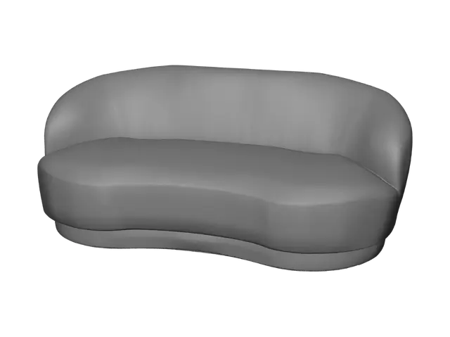 3D model for Beige Curved Upholstered Ottoman