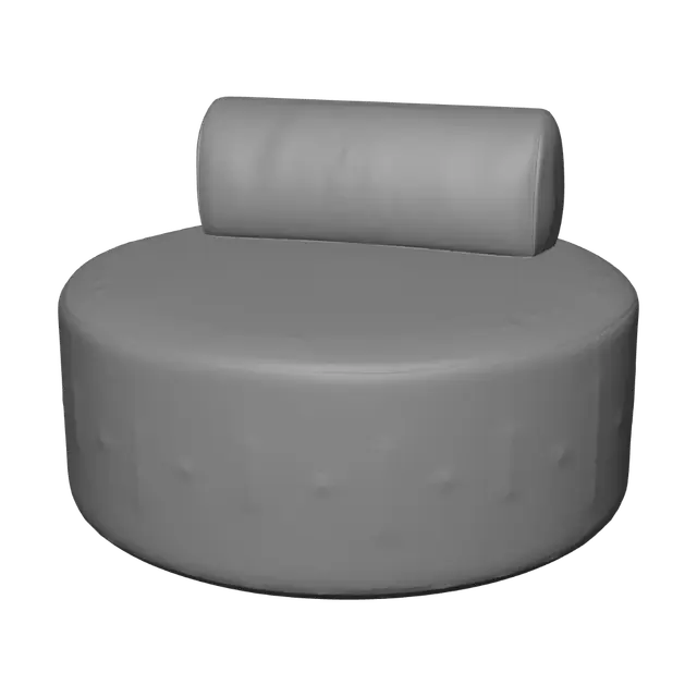 3D model for Ivory Bouclé Round Ottoman with Backrest