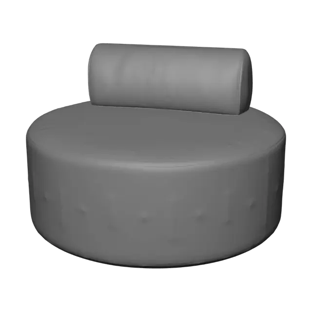 3D model for Ivory Bouclé Round Ottoman with Backrest