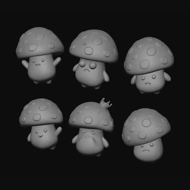 3D model for FUNGHI CUTE CON DIVERSE EMOZIONI