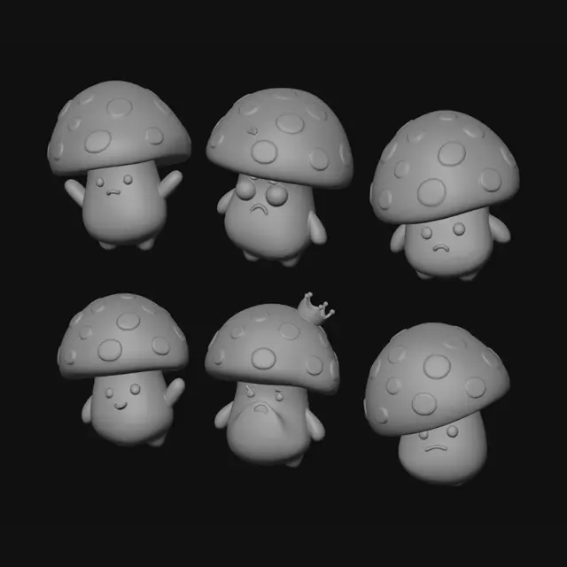 3D model for FUNGHI CUTE CON DIVERSE EMOZIONI