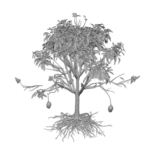 3D model for Mango Tree with Golden Blossoms