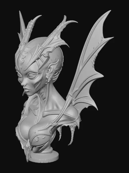 3D model for evil female fairy bust hr giger inspired bio mechanical
