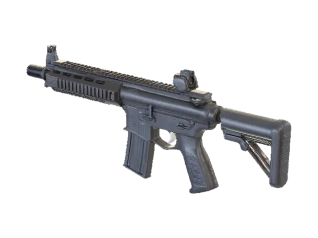 Low poly game-ready assault rifle, tactical, black, magazine inserted, 3D model,… 3D model, vytvořený pomocí AI