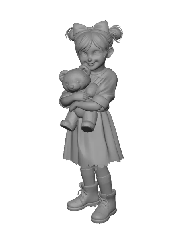 3D model for Little Girl with Teddy Bear
