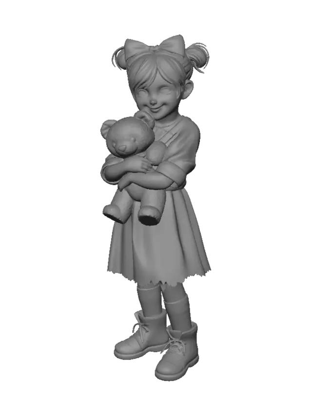 3D model for Little Girl with Teddy Bear