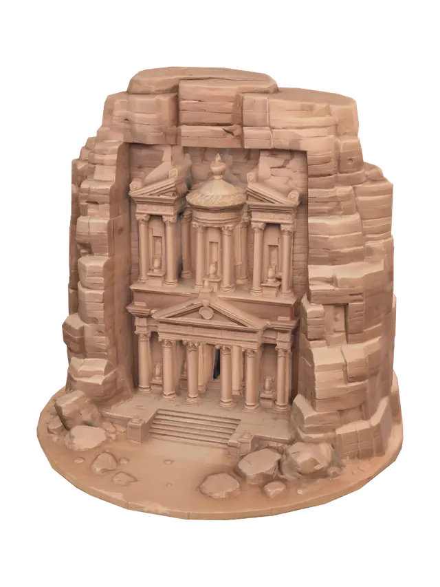 Temple of the Sandstone Cliff - Hill 3D model, vytvořený pomocí AI