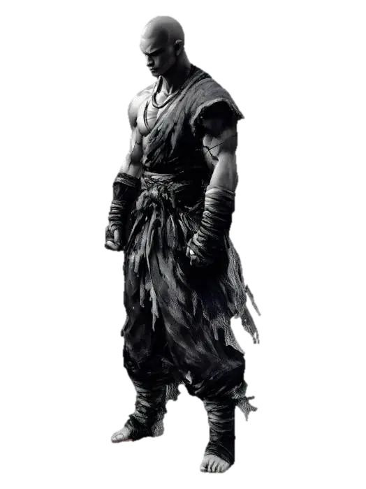 Ragged Warrior - Monk 3D model, vytvořený pomocí AI