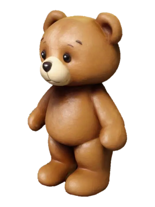 stuffed animal teddy bear with no bow standing up 3D model, vytvořený pomocí AI