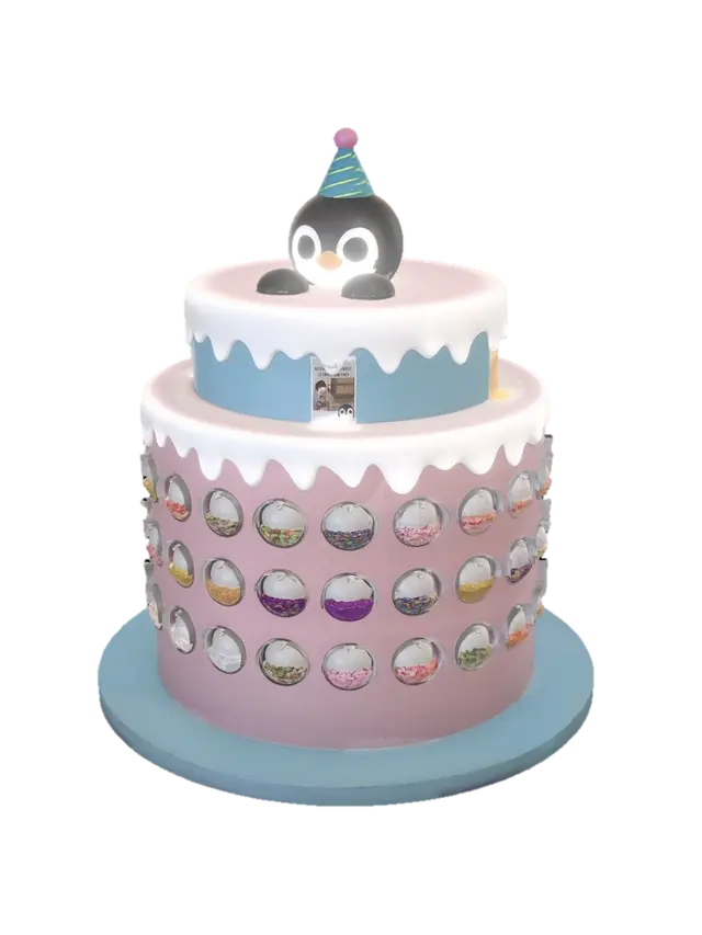 Penguin Party Cake - Cakeart 3D model, vytvořený pomocí AI