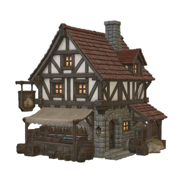 Timbered Market House - Cape 3D model, vytvořený pomocí AI