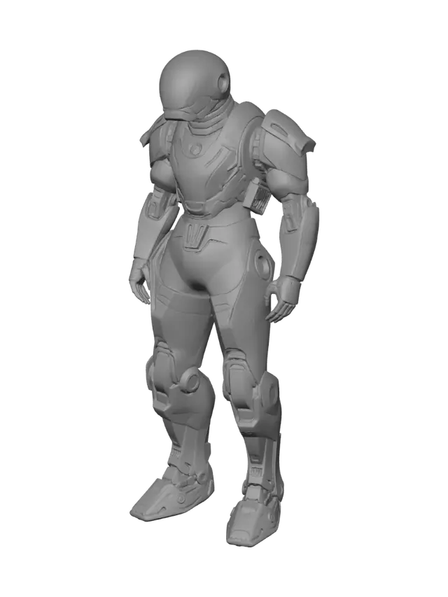 3D model for make me a Robotic suit that a player can get in to from the back make the back come open for player to get inside the suit give the suit small jets on the legs one big jet on the back that jet comes open with the back door and two small jets one for each shoulder make sure the player can move the robotic suit when he is inside like a machine and also has autopilot