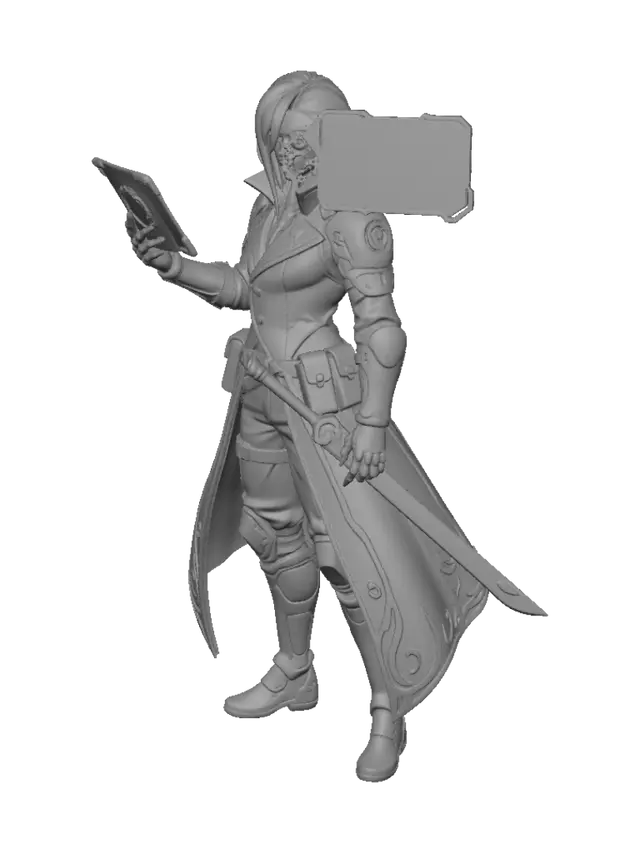 3D model for Simple translucent holographic monocle cyberpunk elite with head attachment modern