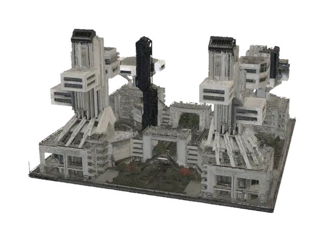 Towers of Metropolis 3D model, vytvořený pomocí AI