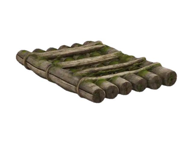 "Create a realistic, detailed 3D model of an old wooden raft. The raft should be… - Watercraft 3D model, vytvořený pomocí AI