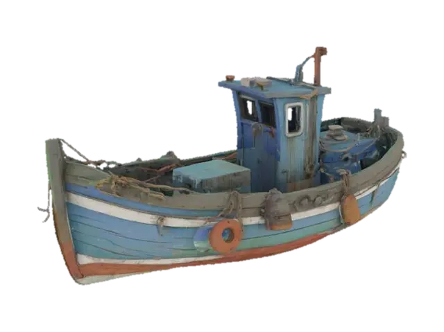 old fishing boat 3D model, vytvořený pomocí AI