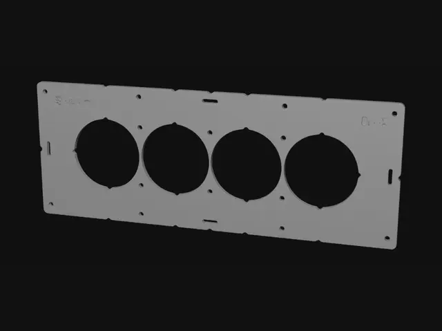 3D model for Wooden Four-Hole Ø68 Drill Template