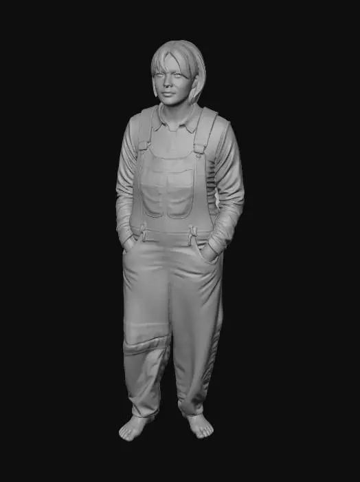 3D model for Barefoot in Denim Overalls