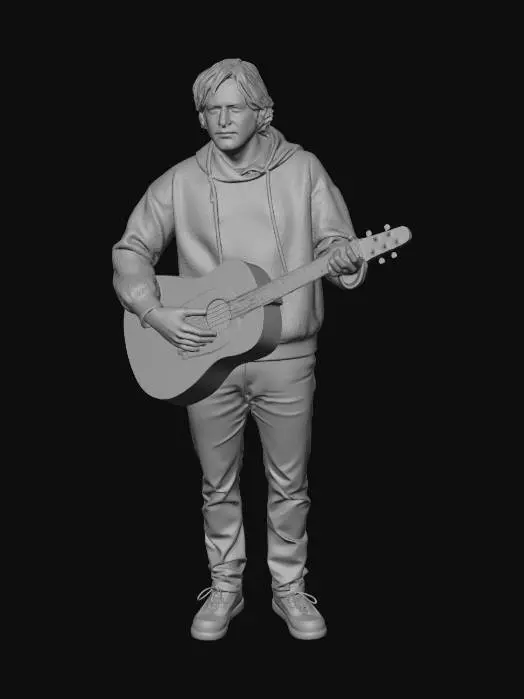 3D model for Guitarist in a Detroit Football hoodie