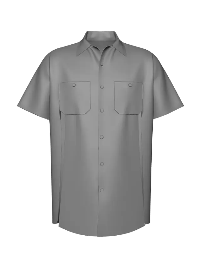 3D model for Blue Short-Sleeve Button-Down Shirt with Chest Pockets