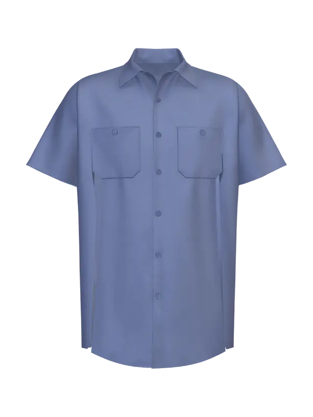 3D model for Blue Short-Sleeve Button-Down Shirt with Chest Pockets
