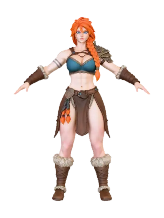 Warrior Heroine - Gladiator 3D model, vytvořený pomocí AI