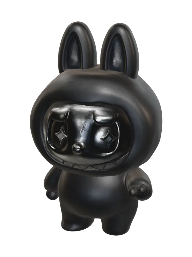 Low-Poly Black Labubu 3D model, vytvořený pomocí AI