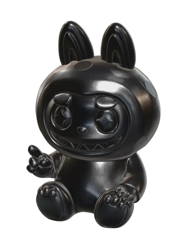 Fantasy Black Labubu 3D model, vytvořený pomocí AI