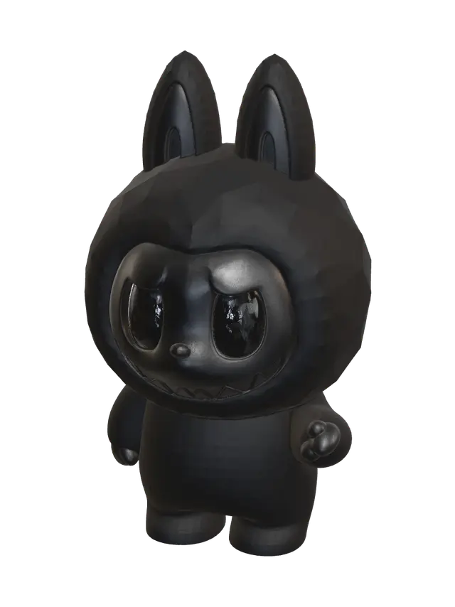 Black Labubu 3D model, vytvořený pomocí AI