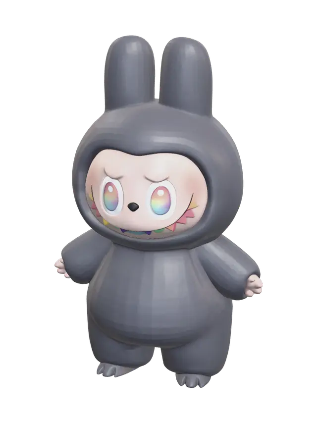 Black Labubu 3D model, vytvořený pomocí AI