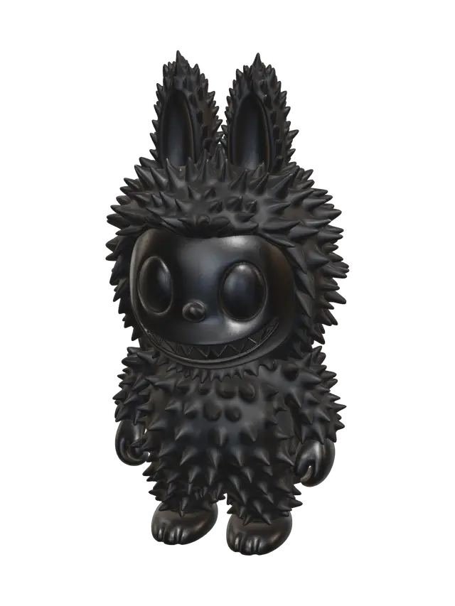 Stylized Black Labubu 3D model, vytvořený pomocí AI
