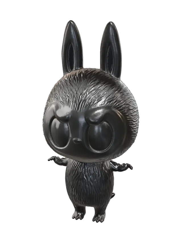 Low-Poly Black Labubu 3D model, vytvořený pomocí AI