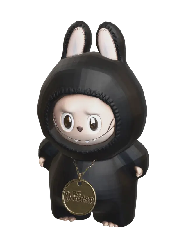 Realistic Black Labubu 3D model, vytvořený pomocí AI