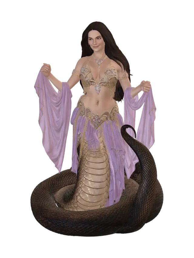 Pearl, The Lamia Dancing Bard 3D model, vytvořený pomocí AI