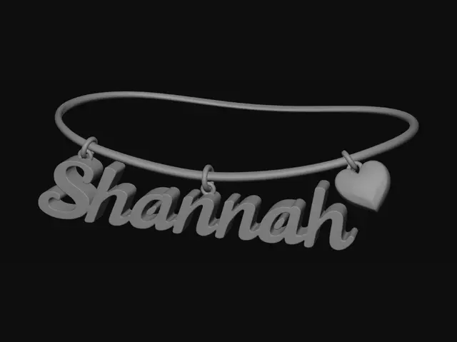 3D model for Shannah Name Bracelet with Heart Charm
