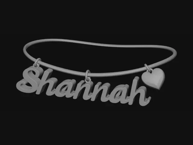 3D model for Shannah Name Bracelet with Heart Charm