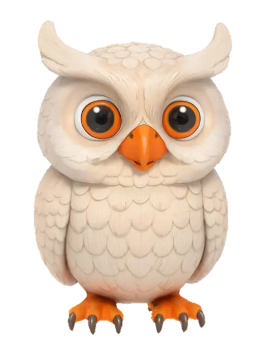 Wise Snow Owl 3D model, vytvořený pomocí AI