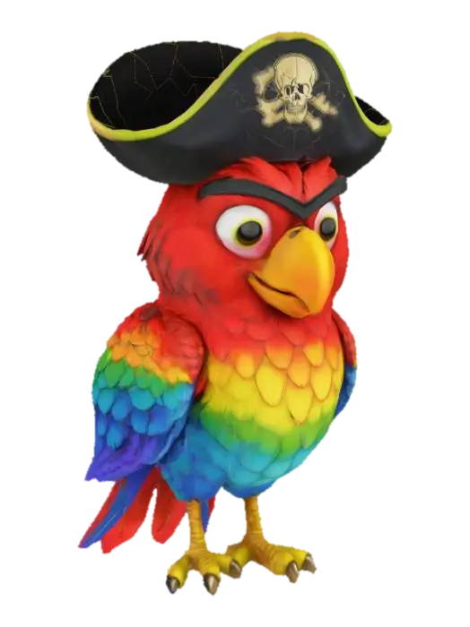 Pirate Parrot Pizzazz 3D model, vytvořený pomocí AI